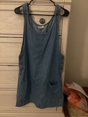 Denim Pinafore Dress - Light Blue